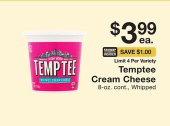 Fairway Store Market Temptee cream cheese offer