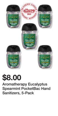 Bath & Body Works Aromatherapy eucalyptus spearmint pocketbac hand sanitizers, 5-pack offer