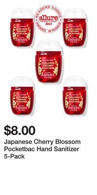 Bath & Body Works Japanese cherry blossom pocketbac hand sanitizer 5-pack offer