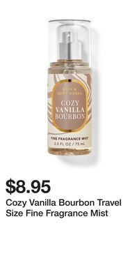 Bath & Body Works Cozy vanilla bourbon travel size fine fragrance mist offer