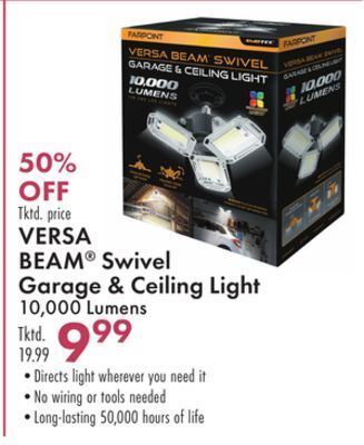 Boscov's Versa beam swivel garage & ceiling light offer