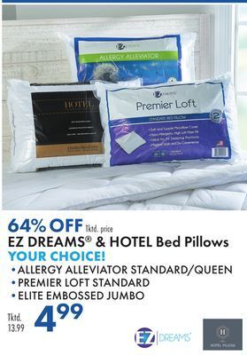 Boscov's Ez dreams & hotel bed pillows offer