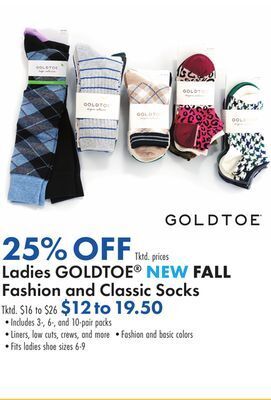 Boscov's Ladies goldtoe new fall fashion and classic socks offer