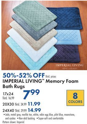 Boscov's Imperial living memory foam bath rugs offer