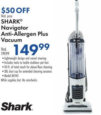 Boscov's Shark navigator anti-allergen plus vacuum offer