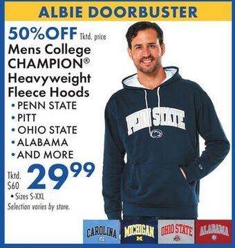 Boscov's Mens college champion heavyweight fleece hoods offer