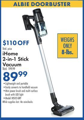 Boscov's Ihome 2-in-1 stick vacuum offer