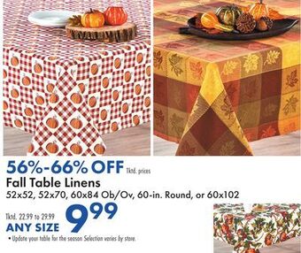Boscov's Fall table linens offer