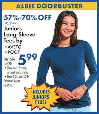 Boscov's Juniors long-sleeve tees offer