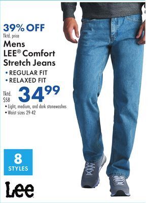 Boscov's Mens lee comfort stretch jeans offer