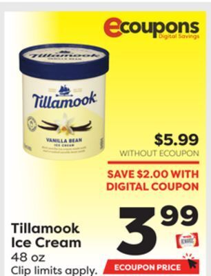Weis Markets Tillamook ice cream offer