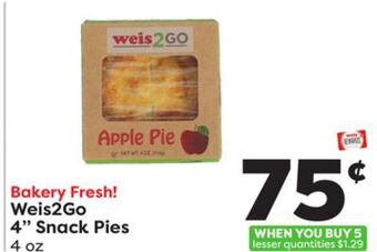 Weis Markets Weis2go 4 snack pies offer