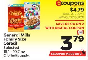 Weis Markets General mills family size cereal offer