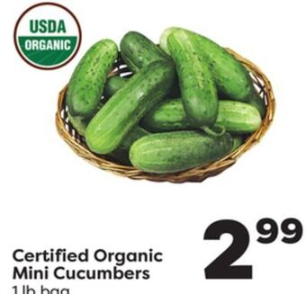 Weis Markets Certified organic mini cucumbers offer