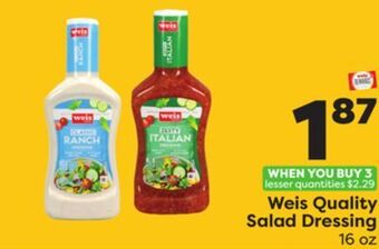 Weis Markets Weis quality salad dressing offer