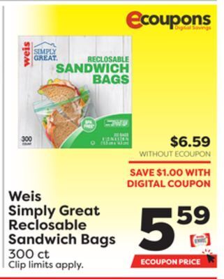 Weis Markets Weis simply great reclosable sandwich bags offer