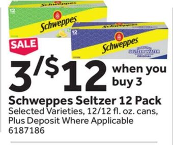 Stop&Shop Schweppes seltzer 12 pack offer
