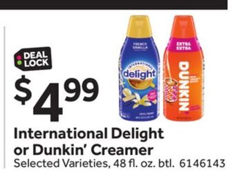 Stop&Shop International delight or dunkin' creamer offer