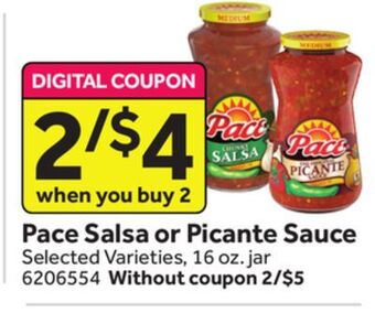Stop&Shop Pace salsa or picante sauce offer