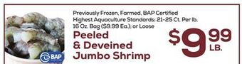 DeCicco & Sons Peeled & deveined jumbo shrimp offer
