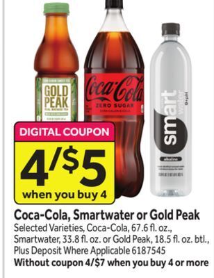 Stop&Shop Coca-cola, smartwater or gold peak offer