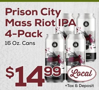 DeCicco & Sons Prison city mass riot ipa 4-pack offer