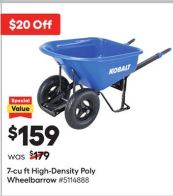 Lowe's 7-cu ft high-density poly wheelbarrow offer