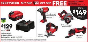 Lowe's 20-volt max 4.0-amp hour battery starter kit offer