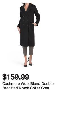 TJ Maxx Cashmere wool blend double breasted notch collar coat offer