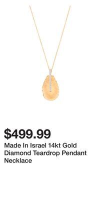 TJ Maxx Made in israel 14kt gold diamond teardrop pendant necklace offer