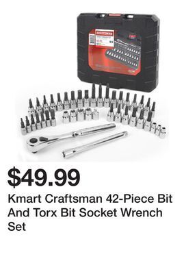 Kmart Kmart craftsman 42-piece bit and torx bit socket wrench set offer
