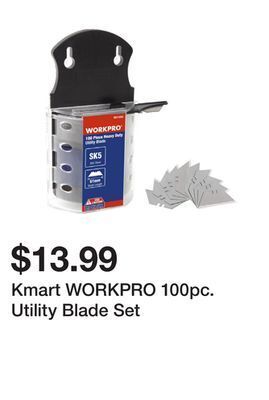 Kmart Kmart workpro 100pc. utility blade set offer