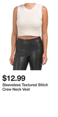 TJ Maxx Sleeveless textured stitch crew neck vest offer