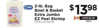 ShopRite 2-lb.bag extra jumbo ez peel shrimp offer