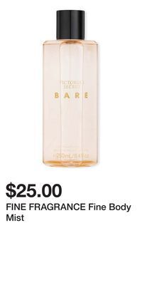 Victoria's Secret Fine fragrance fine body mist offer