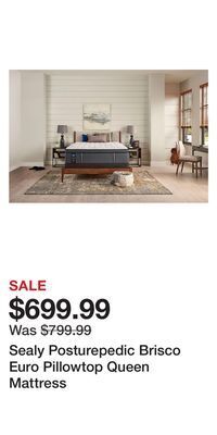 BJ’s Sealy posturepedic brisco euro pillowtop queen mattress offer