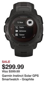 Cabela's Garmin instinct solar gps smartwatch - graphite offer
