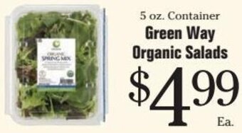 Morton Williams Green Way Organic Salads 5 oz. Container offer