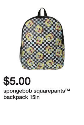 Five Below Spongebob squarepants backpack 15in offer