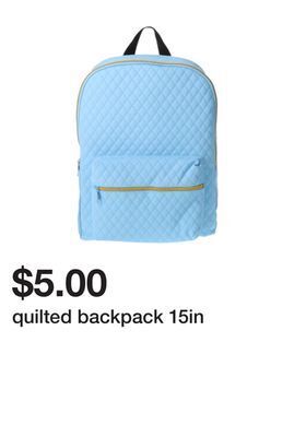 Five Below Quilted backpack 15in offer