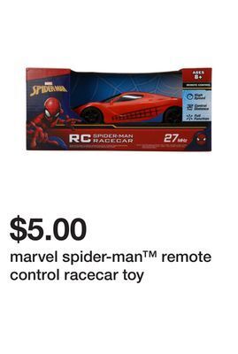 Five Below Marvel spider-man remote control racecar toy offer