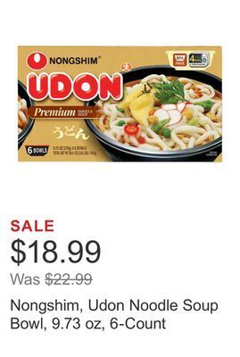 Costco Nongshim, udon noodle soup bowl, 9.73 oz, 6-count offer