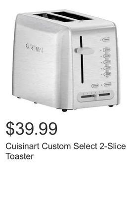 Costco Cuisinart custom select 2-slice toaster offer