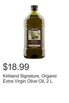 Costco Kirkland signature, organic extra virgin olive oil, 2 l offer