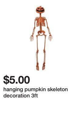 Five Below Hanging pumpkin skeleton decoration 3ft offer