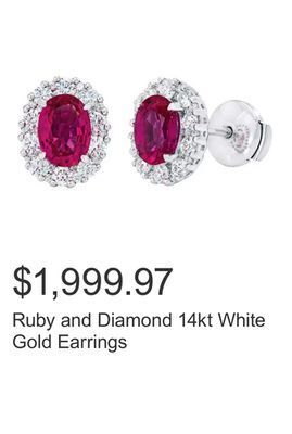 Costco Ruby and diamond 14kt white gold earrings offer