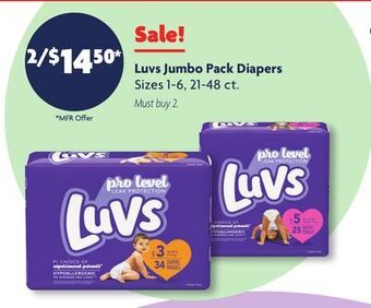 Family Dollar Luvs jumbo pack diapers offer