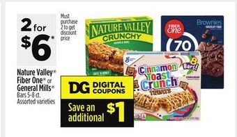 Dollar General Nature valley fiber one or general mills bars offer