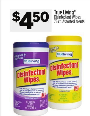 Dollar General True living disinfectant wipes offer