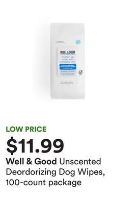 Petco Unscented deordorizing dog wipes, 100-count package offer